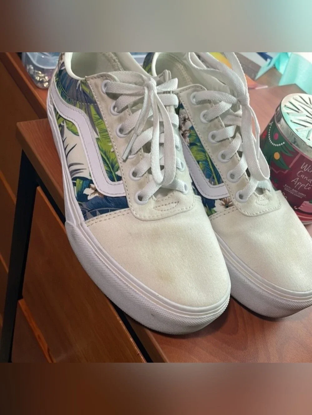 Vans Ward Lo Platform Canvas Sneaker Women's Size 9 Tropical Floral Palm Leaves